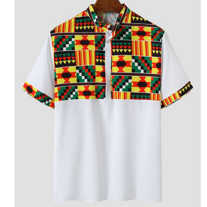 Vintage Henley Men t-shirt 3d styl plemienny odzież oversize krótki rękaw Top lato etnic Streetwear dla męskich hawajskie koszule