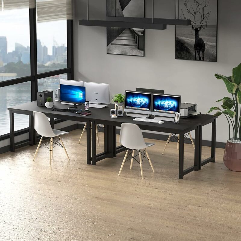 Nsdirectモダン大型オフィスデスク,ライティングテーブル,ホームオフィスワークステーション,ワイドメタル,頑丈,63インチ