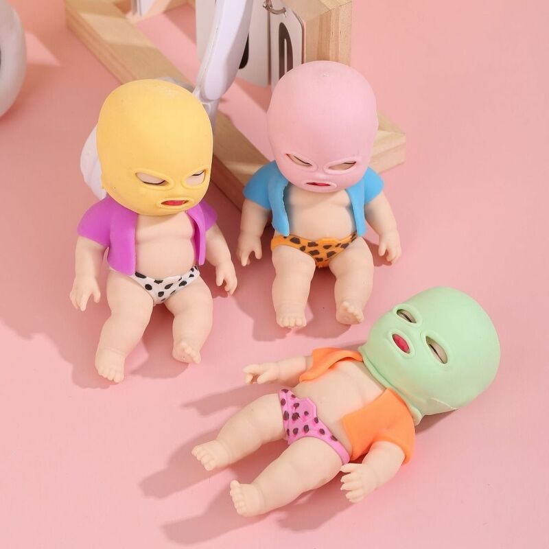 Maskou Doll Squeeze Toy, TPR Pinch Decompression Toy, Fidget Brinquedos Sensoriais para Crianças e Adultos, Presente