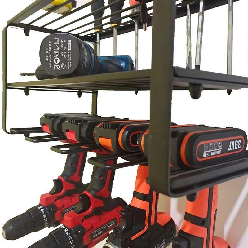 Power Tool Rack Electric Drill Holder Wall Mount Organizer Wrench Tool Workshop Screwdriver Power Storage Shelf Accessories