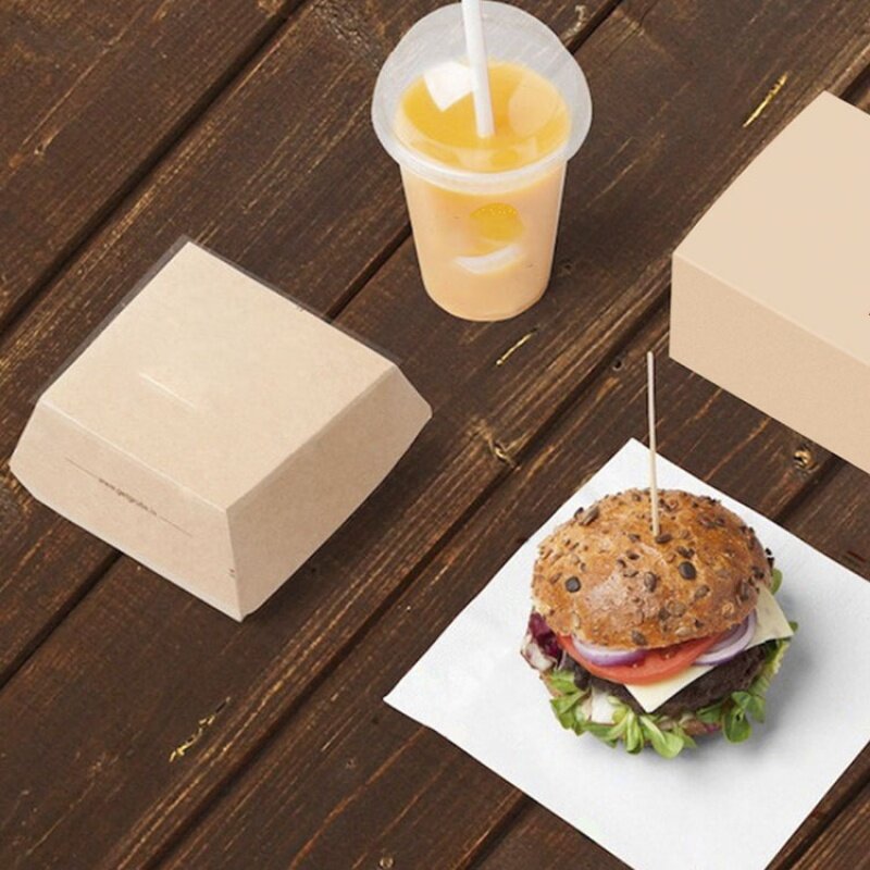 Boîte à Hamburger de Qualité Alimentaire Personnalisée, Récipient d'Emballage Pliable pour le Déjeuner, pour Friture, Jetable, Vente en Gros