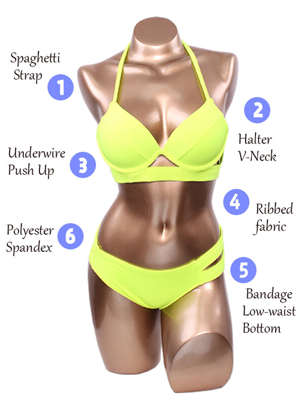 TATITIVS Push Up bikini kobiety 2023 strój kąpielowy seksowny prążkowany kostiumy kąpielowe Halter bandaż stroje plażowe jednolity brazylijskie stroje kąpielowe Biquini