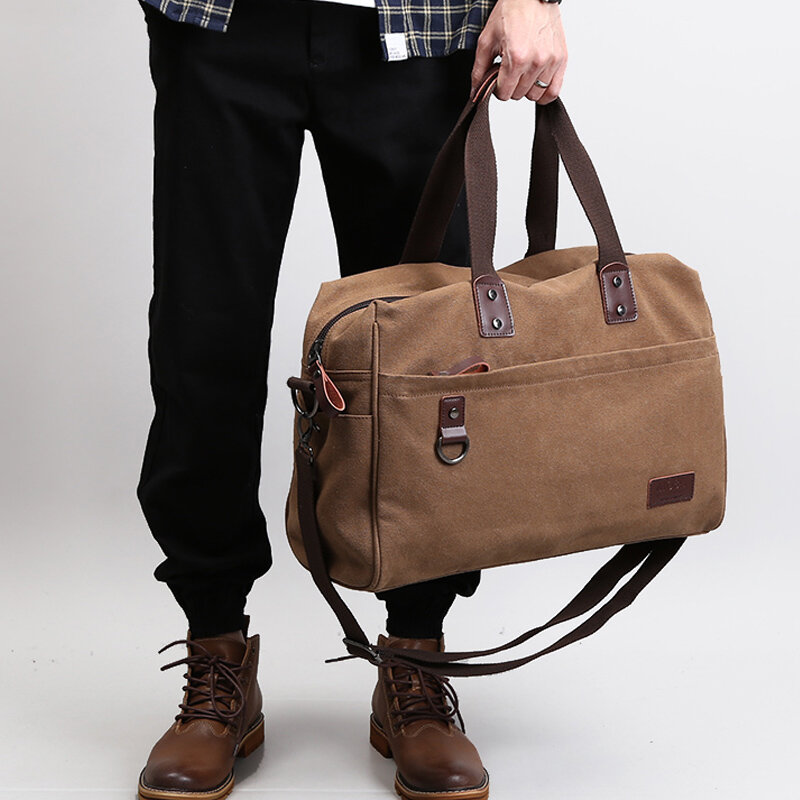 남성용 캔버스 핸드백, 캐주얼 비즈니스 가방, 15.6 인치 노트북에 적합, 패션 피트니스 하이 퀄리티 여행 숄더백