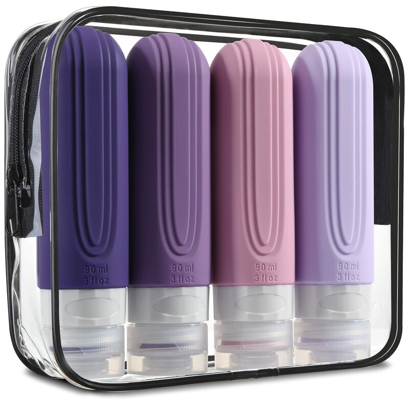 4 pz/set Silicone Travel essentials bottiglie per cosmetici contenitori per spremere bottiglia riutilizzabile a tenuta stagna per balsamo per Shampoo