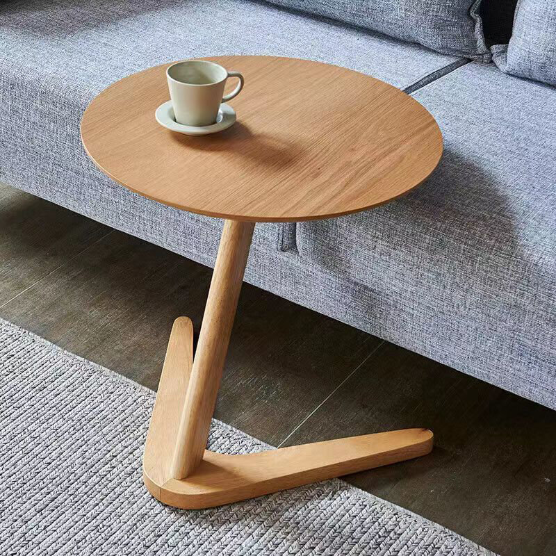 Mesa de centro de madera maciza, mesa de té pequeña Simple, mesa lateral de sofá, mesa redonda para sala de estar