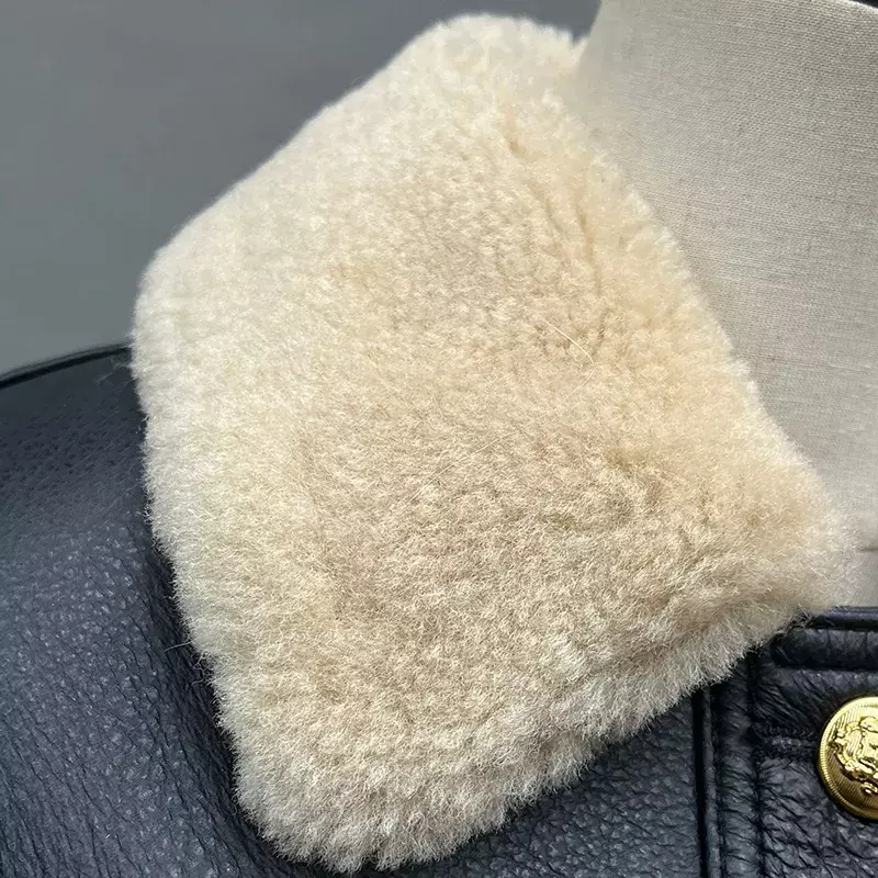 Abrigo corto de piel de cordero auténtica para mujer, chaqueta cálida de lana Real, doble cara, invierno, MH5897L