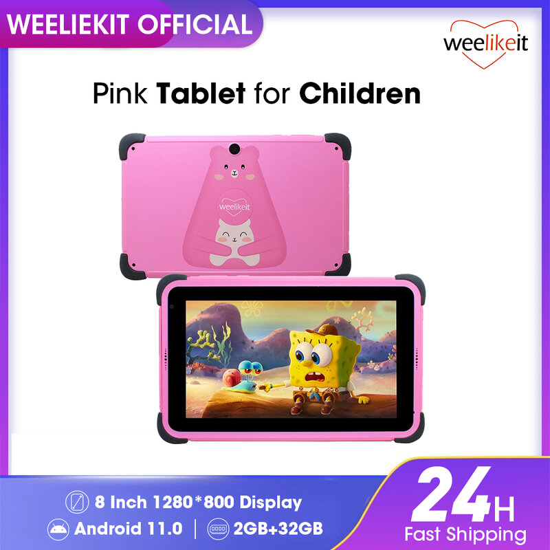 Weelikeit Kinderen Tablet 8 ''Android 11 1280X800 Ips Tablet Voor Kinderen 2Gb 32Gb 4-Core 5G Wifi Met Kinderen App Google Play 4500Mah
