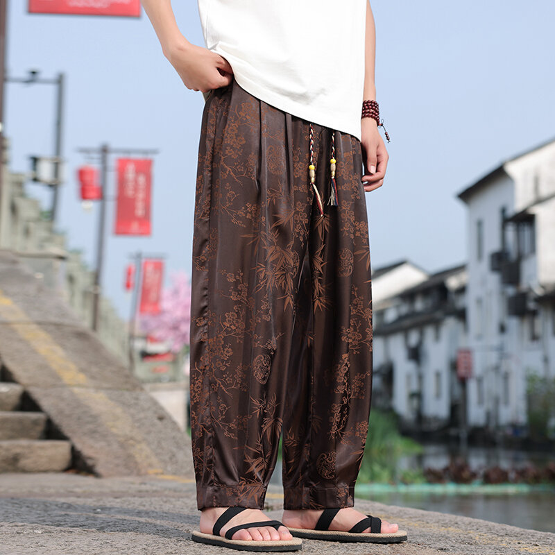 Calça de corrida de perna larga masculina, moletom estilo harajuku vintage, calça casual masculina, tamanho grande 5XL, primavera e verão