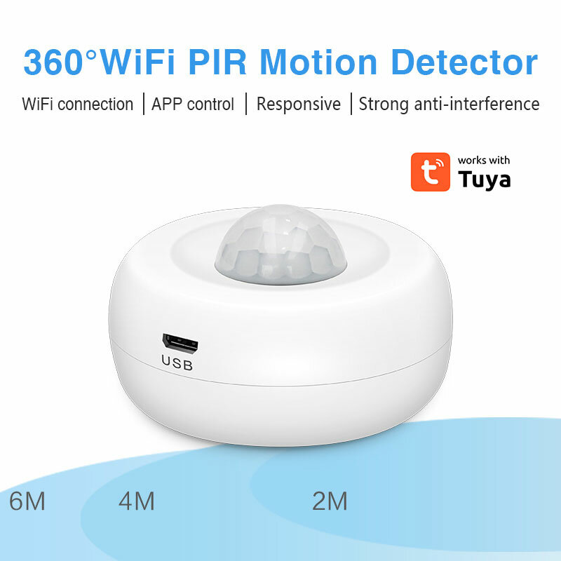 Беспроводной инфракрасный датчик движения Tuya с Wi-Fi, инфракрасный детектор 360, охранная сигнализация, датчик человеческого тела, дистанционное управление через приложение