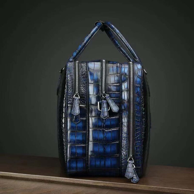 Yingshang nuovo arrivo borsa maschile borsa da uomo borsa da viaggio viaggio d'affari borsa in pelle di coccodrillo spazzola blu borsa di grandi dimensioni valigetta maschile