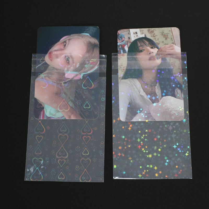 50Pcs/pack ins Toploader Glittery Love Heart Stars Photocard Sleeves Idol Photo Cards Protective Storage Bag Card Protector