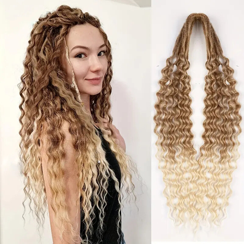 Double Ended Dreadlock Extensions, 10 Strands, Synthetic Wavy Extensions, Soft Handmade Dreads, 0.6 cm Braid, 24"