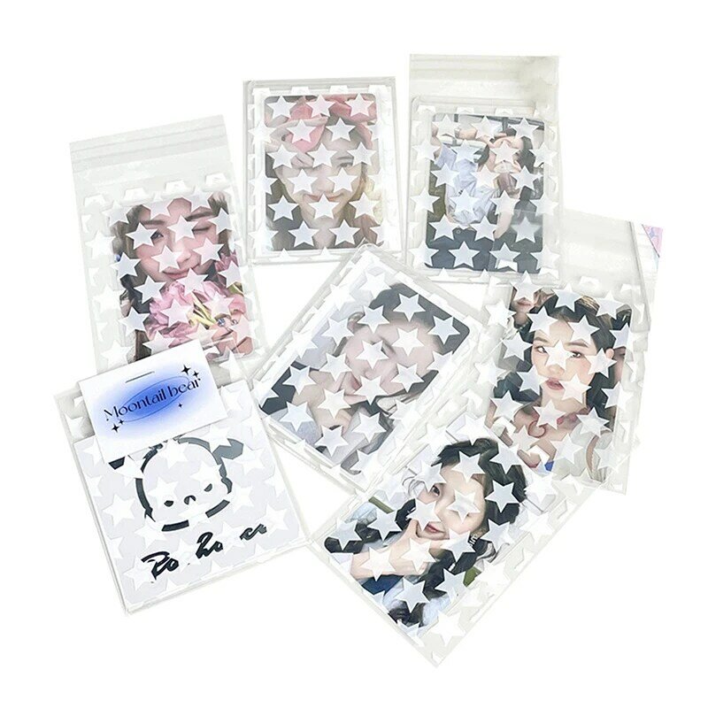 50Pcs/pack Transparent Star Self-adhesive Opp Bag Kpop Idol Photo Cards Protective Storage Bag Photocard Card Sleeves