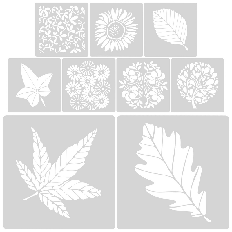 9 pezzi modello floreale Stencil Stencil Stencil fiore traslucido la foglia di foglie di animali domestici per la pittura decorativa