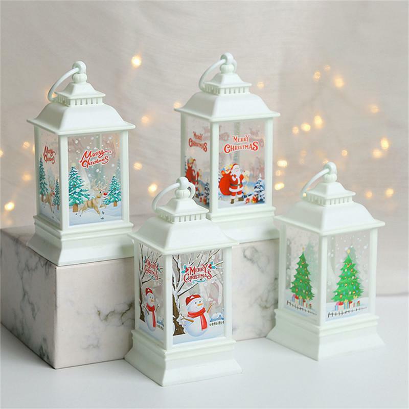 Lámpara cuadrada Retro de Papá Noel, luz nocturna, luces LED de viento de Navidad, adornos para árboles de Navidad, decoración del hogar, regalo
