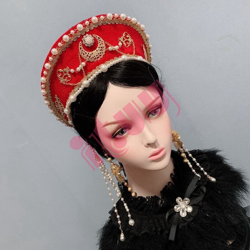 Rinascimentale Tudor corona copricapo stile palazzo elisabettiano retrò splendido gotico Lolita catena di perline KC fascia cappello ornamento