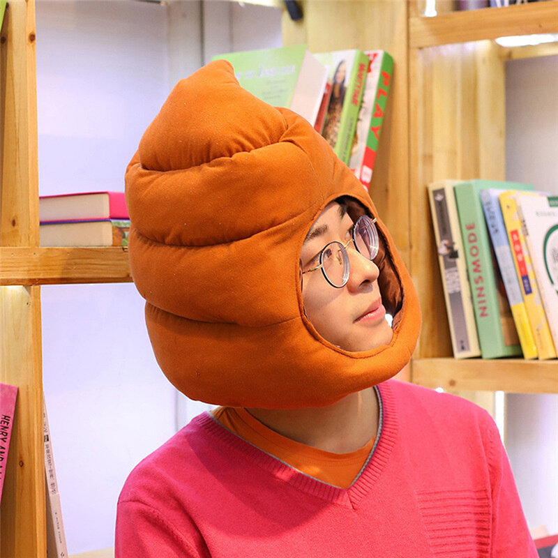 Topi Lembut Bentuk Kotoran Lucu Kreatif Mainan Boneka Topi Tutup Kepala Penuh Kotoran Palsu Lucu Hadiah Cosplay Pesta Foto Lucu