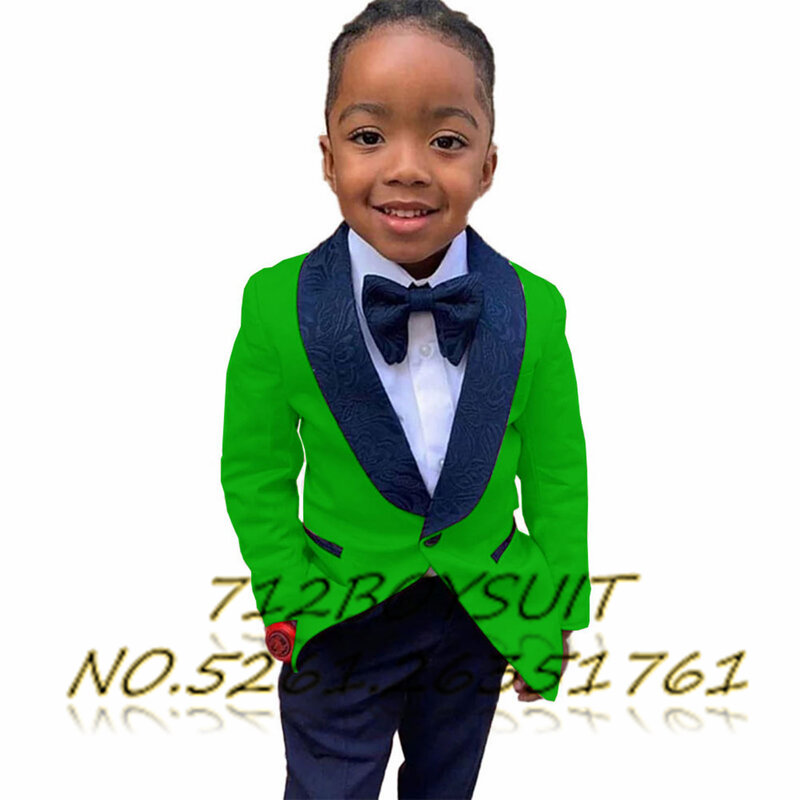 Boys Suit Jacket Pants 2 Piece Set Wedding Fashion Party Dresses Kids Floral Blazer Set Tuxedo for Child