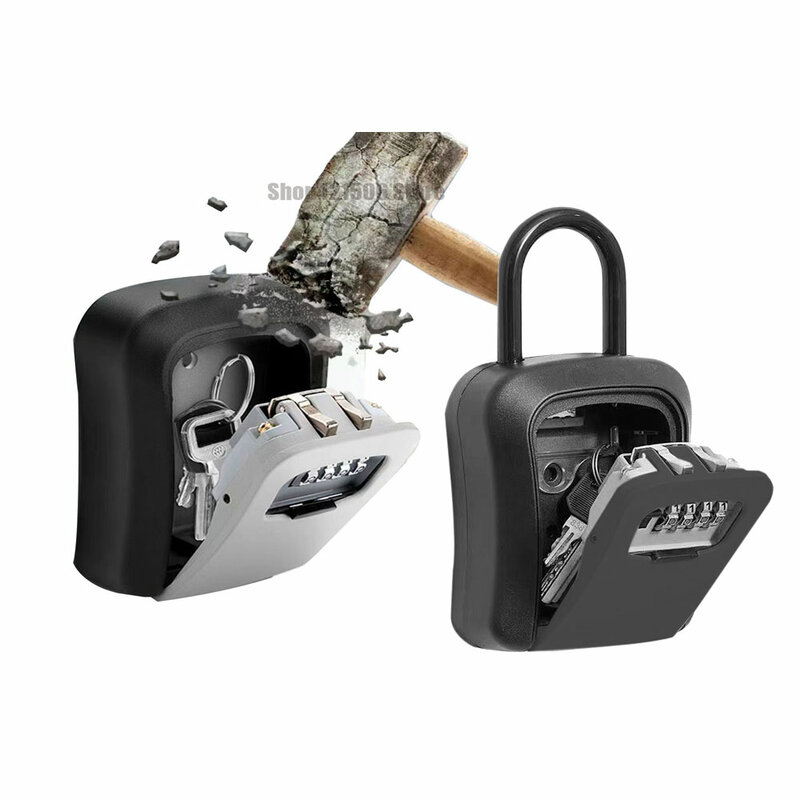 Kotak kunci Mini, kata sandi kunci pintu mata kucing logam pemasangan dinding luar ruangan anti-maling kotak kunci keamanan rumah kantor dalam ruangan