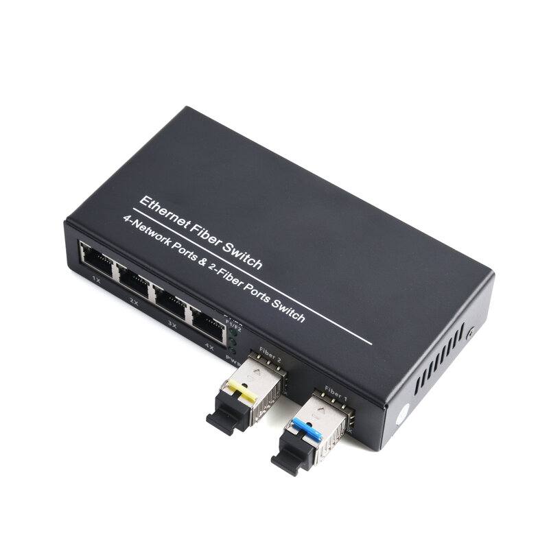 Conversor de mídia gigabit sfp, transceptor 2 sfp para 4rj45, 10/100/1000m, interruptor de fibra óptica com módulo 3km/20km lc/sc sfp, 1 parte