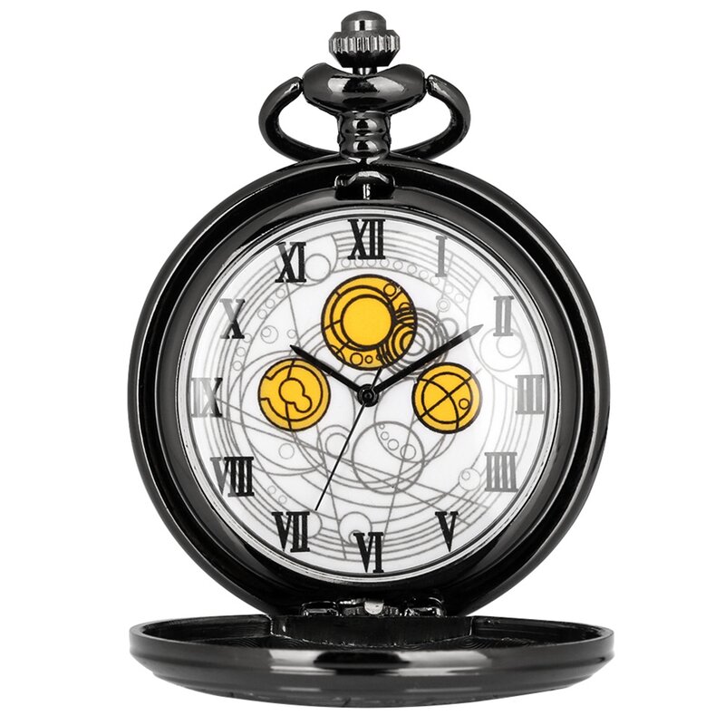 Модные Портативные часы с героями из фильма Time Lord, дизайнерские кварцевые карманные часы черного цвета для косплея, подарки с цепочкой 2022