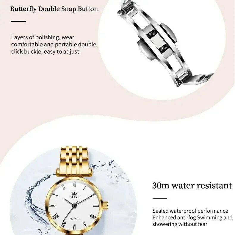 OLEVS 5592 Top Brand Quartz Men's Watch Luxury Business Waterproof Stainless Steel Watch Elegant Women's Date Week Couple Watch