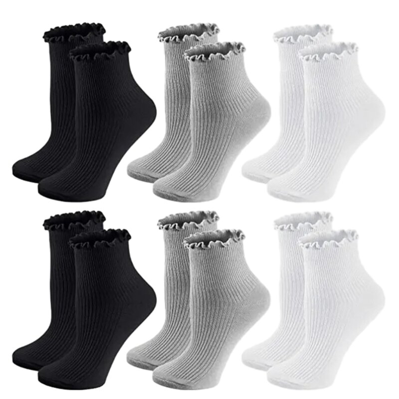 Womens Lolitas Ruffle Ankle Socks Breathable Cotton Socks Sweet Socks