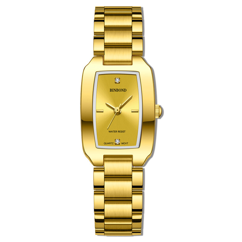 BINBOND 2023 جديد بيع النساء الساعات موضة فاخرة الأعمال ساعة اليد الذهب الصلب مقاوم للماء الإناث ساعة كوارتز سيدة ساعة