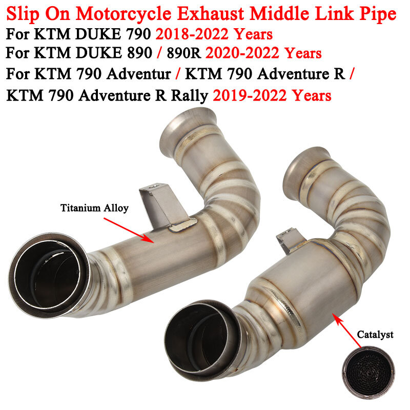 Escape da motocicleta Modificar Mid Link Pipe, Slip On para KTM DUKE 790, Duke 890, 890R, 18-22, KTM 790, Adventure R, Ktm790, R Rally 19-22