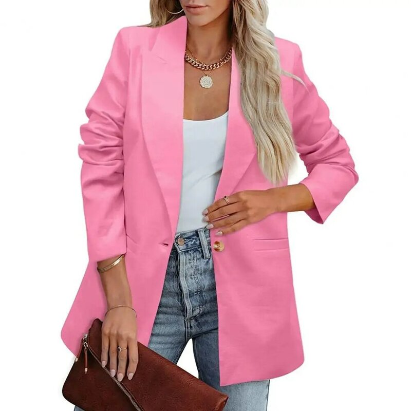 Повседневная Женская куртка, Женская куртка, стильная Женская приталенная деловая формальная офисная одежда с отложным воротником и длинным рукавом для поездок в офисе