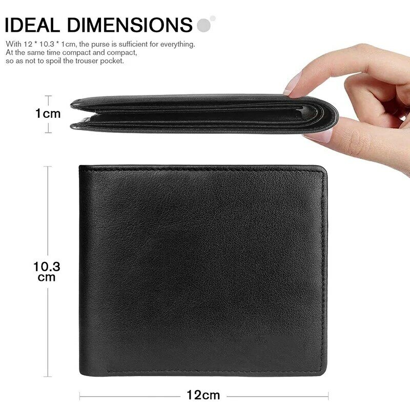 Custom name 100% Genuine Leather RFID Blocking Slim Trifold Men Wallets with Coin Pocket and ID Window Minimalist Wallet for Men