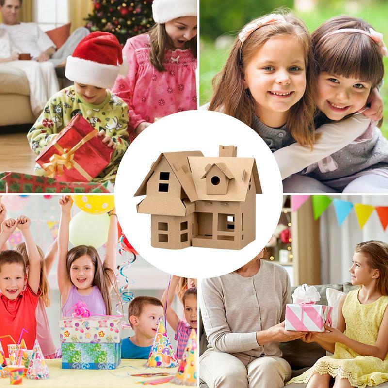 Kit de modelo de cabaña para niños, casa de papel hecha a mano, Material de papel, juguetes artesanales de bricolaje para cumpleaños, vacaciones de Navidad y niños