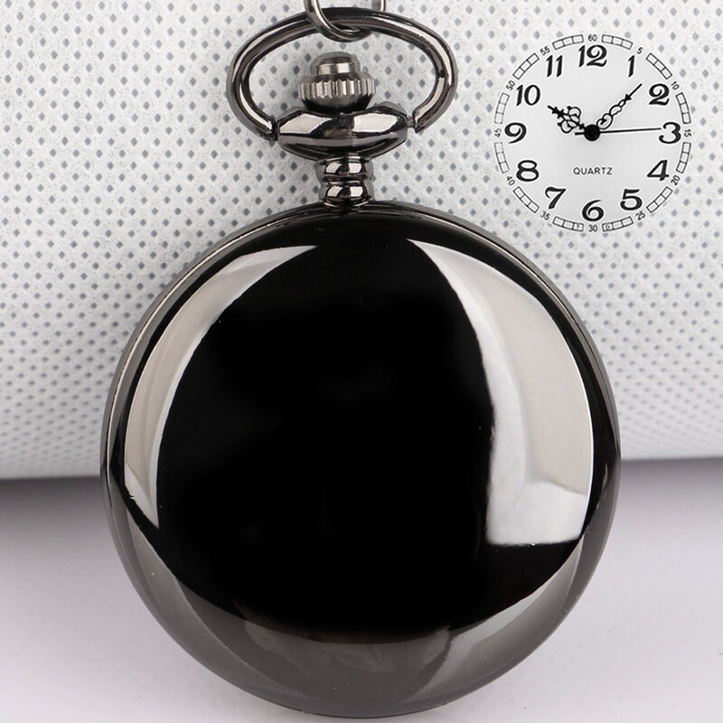 Charming Black Smooth Round Alloy Fashion Watch Jewelry Design Exquisitefor Men And Women Gift Fob Necklace