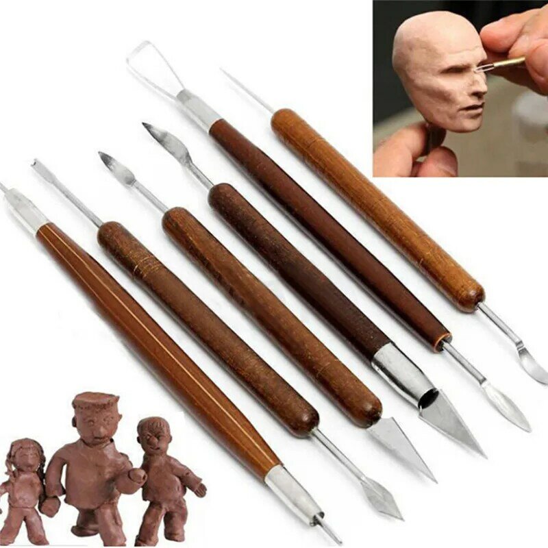 6pcs Clay Sculpting Wax Carving Pottery DIY Tools Shapers Polymer Modeling Gift