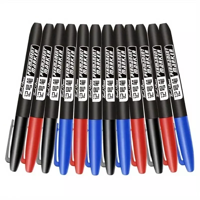 6 buah/set pena spidol seni permanen, titik halus tahan air tinta tipis Nib tinta hitam biru merah 1.5mm pena spidol warna halus