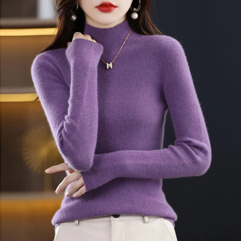 2023 New Autumn Winter Cashmere Sweater Women Pullover  Knitted Sweaters Loose Base Shirt Fashion Basic Soft JumpersTops