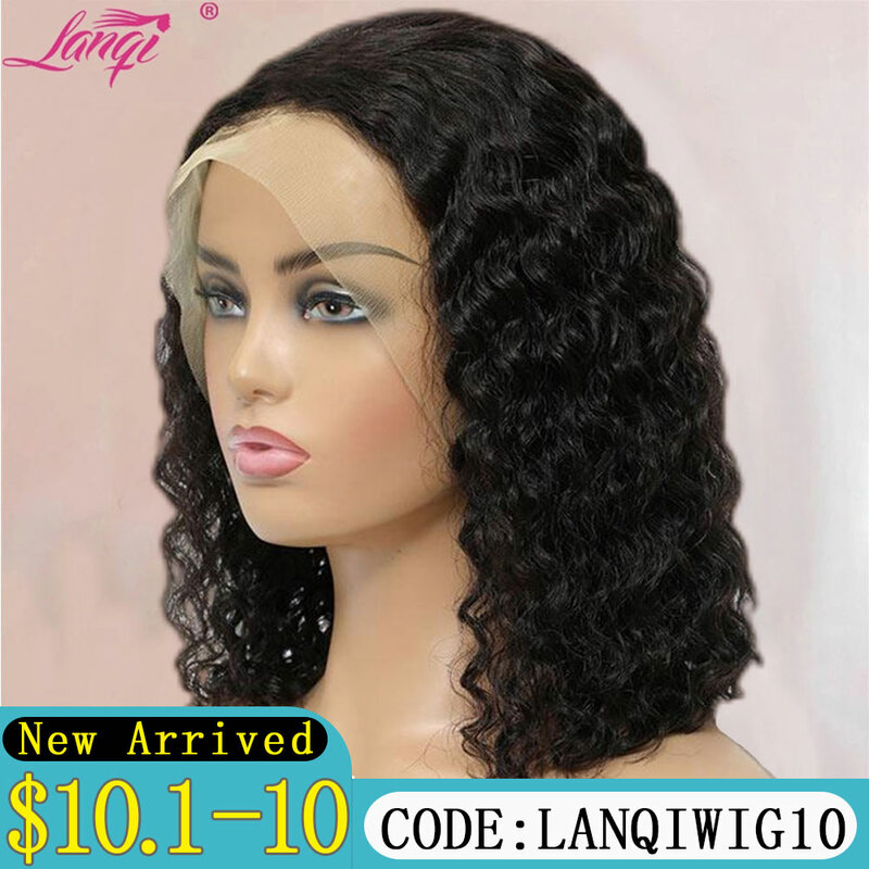 Water Wave Wig Bob Hair Wig Human Hair Lace Frontal Wig For Women Remy Transparent Lace Front Wig Brazilian Colored Bob Wigs