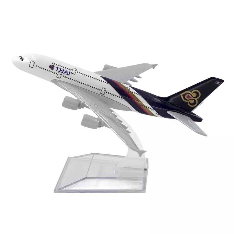 Alloy Aircraft Model Toys for Children, 16cm, Airbus A380, Thailand Airlines, THAI, Decoração Gift, Coleção, Escala 1: 400