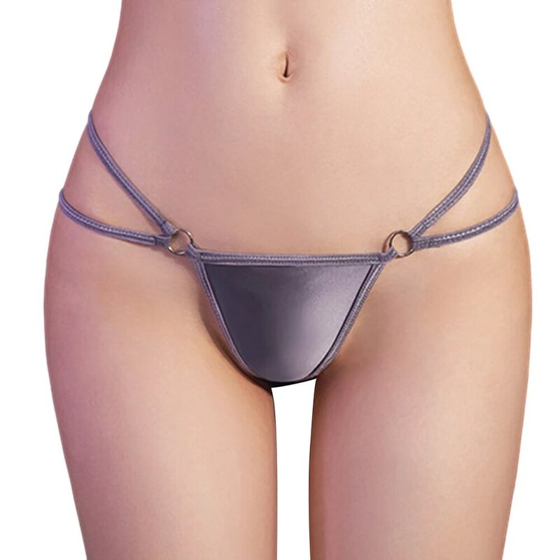 Women Oil Shiny Thong Sexy T-back Hollow Out Panties Glossy Low Rise Underwear Smooth Breathable Knicker Erotic G-String