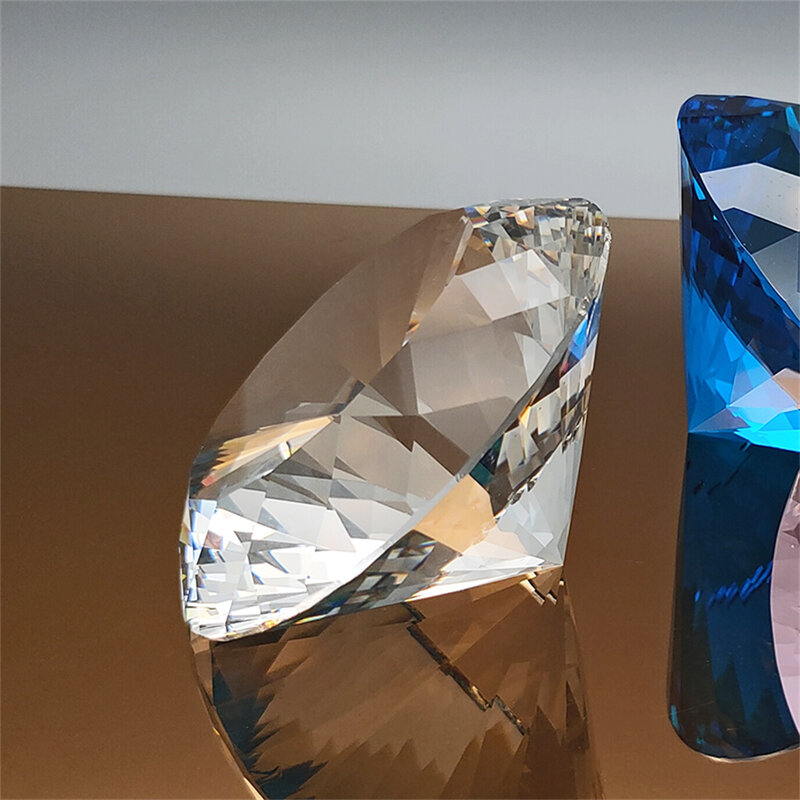 Cristal Diamante Em Forma De Paperweight Decorativo Corte De Vidro, Pedra Preciosa Gigante, Casamento Escritório Desktop Ornamento, Presentes De Aniversário, 10 Cores