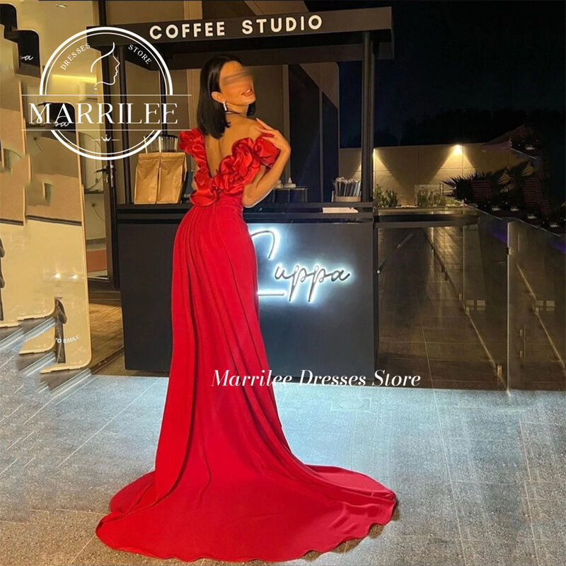 Marrilee-vestido de noche elegante con hombros descubiertos, prenda Sexy con estampado de flores en 3D, longitud hasta el tobillo, espalda abierta, sin mangas, para baile de graduación