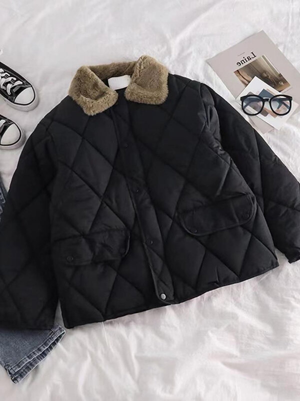Women's Clothing Short Down Cotton Jackets Coat Winter Korean Fashion Leisure Thicken Warm Cotton Padded Padded Outwear Tops