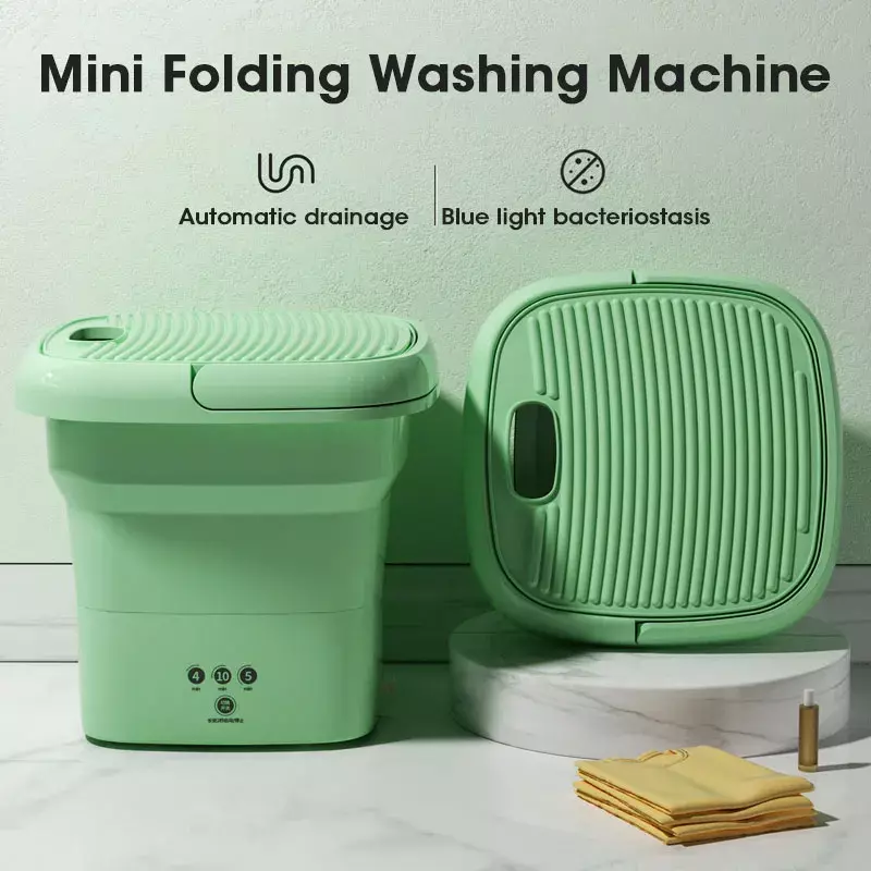 Folding Washing Machine With Dryer Bucket for Clothes Socks Underwear Cleaning Washer Mini Small Travel