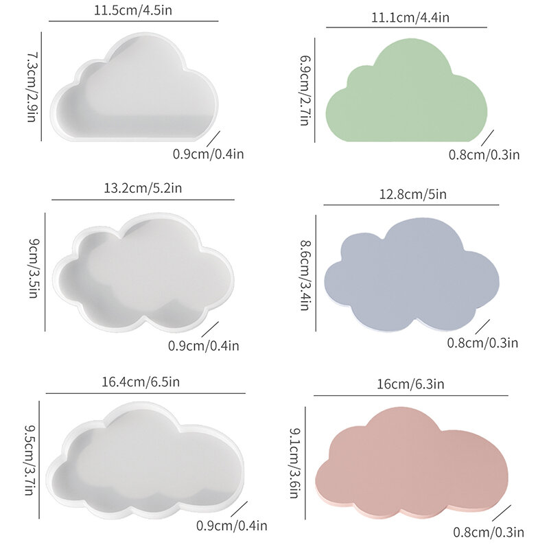 Molde de silicona con forma de nube para decoración del hogar, placa de yeso epoxi, bandeja de almacenamiento, cojín de posavasos, yeso de aromaterapia, DIY