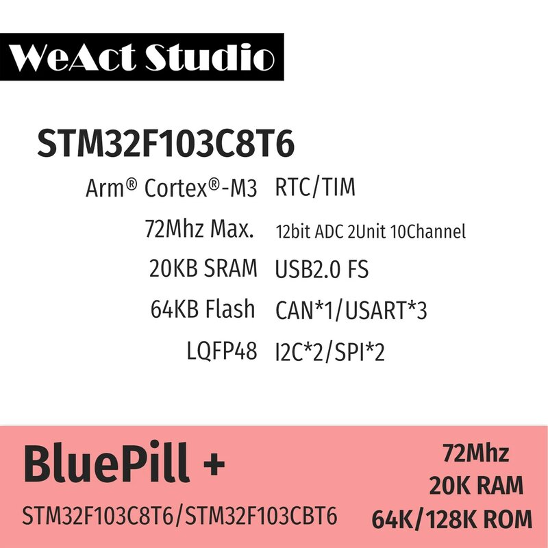 Weact stm32f103c8t6 stm32f103cbt6 stm32f103 stm32f1 bluepill mais braço stm32 módulo de placa desenvolvimento do sistema mínimo