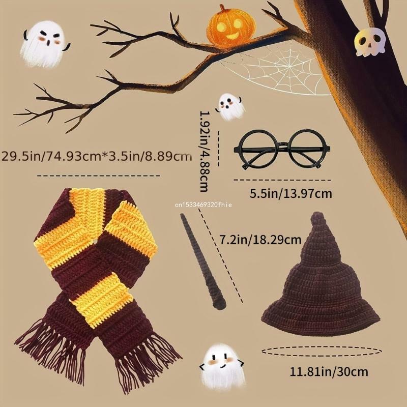 Baby Photo Costume Wizard Hat Glasses Newborn Photography Clothes Posing Outfit