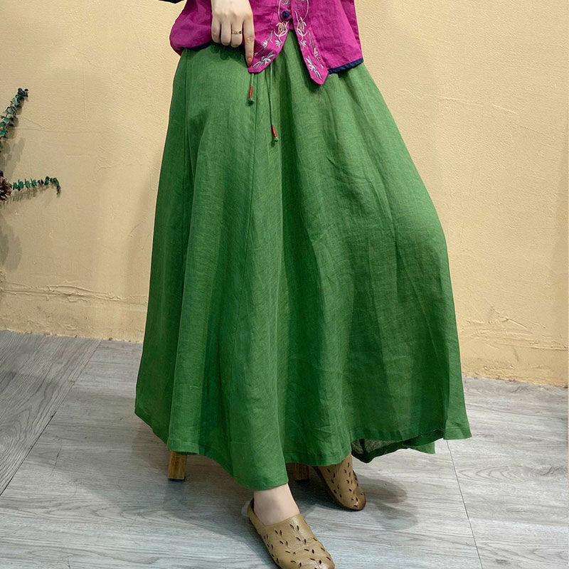 Женская эластичная юбка с карманами, однотонная Свободная Повседневная универсальная юбка трапециевидной формы в минималистском стиле, осень 2024