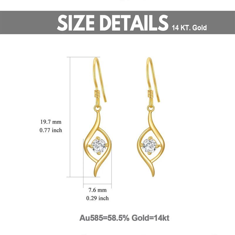 YFN Baumeln Ohrringe 14K Solide Echt Gold Unendlichkeit Ohrringe für Frauen Reales Gold Kleine Unendlichkeit Ohrringe Feine Schmuck