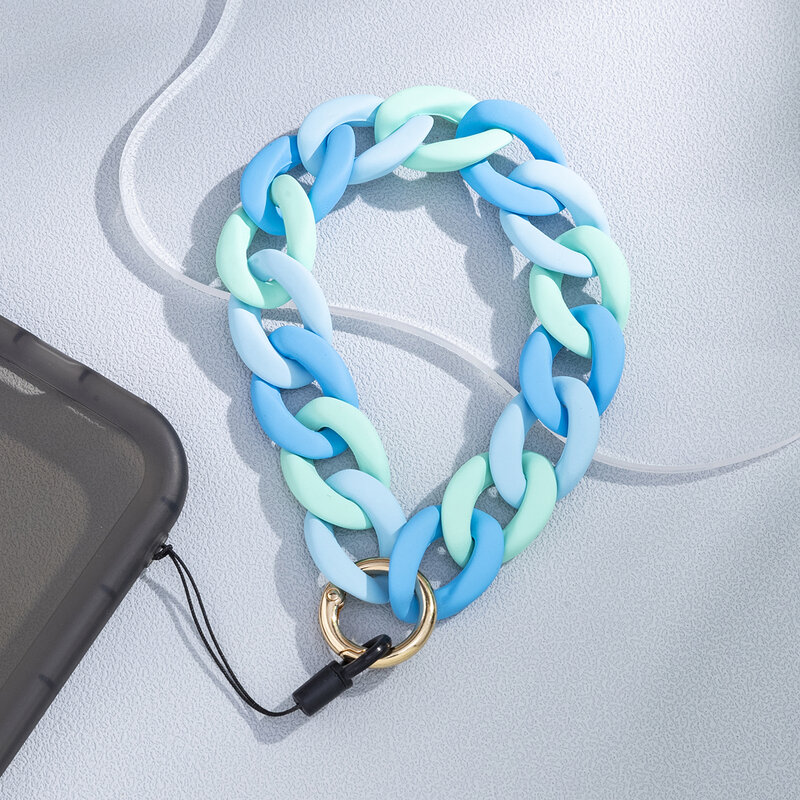 Cadena colorida con cuentas acrílicas para teléfono móvil, cordón colgante antipérdida, accesorio de joyería para mujer y Niña