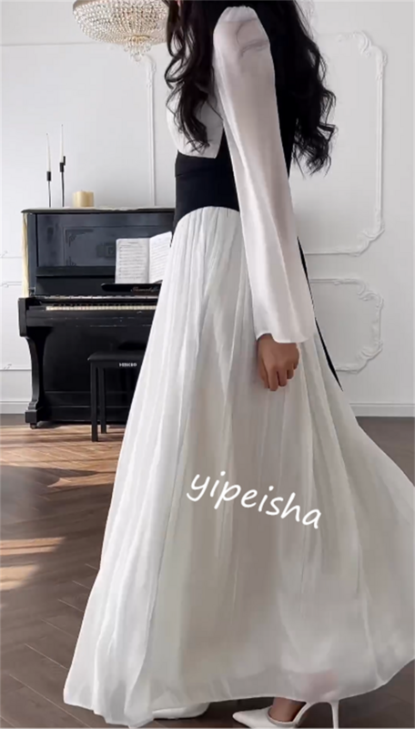 Prom Dress Avond Saudi Arabia Jersey Plooi Verloving A-Lijn Hoge Kraag Op Maat Gemaakte Gelegenheidsjurk Midi Jurken